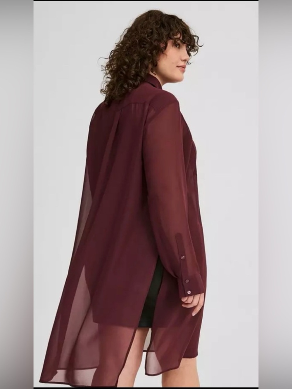 🍷✨Torrid Sheer Longline Shirt Jacket in “wine”